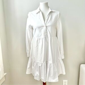 Zara White Collar Tunic Ruffle Top Size Small